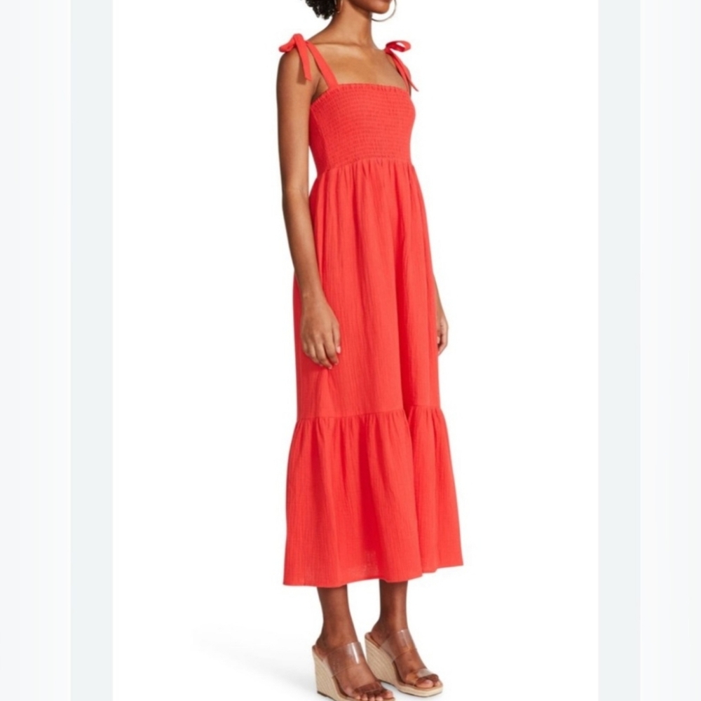 Tie-strap Smocked Maxi Dress